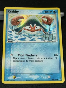 Vintage 2006 Pokemon Krabby 54/100 EX CRYSTAL GUARDIANS Reverse Holo LP - Image 2