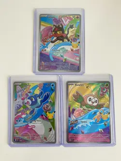 Pokemon 2026 Holo Rowlet Litten Popplio Mega Evolutions Promo Card Lot 3 - Image 1