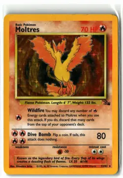 1999 Moltres ⭐ 12/62 Unlimited Holo Rare Fossil Vintage WOTC Pokemon MP Crease - Image 1