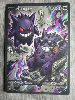 GENGAR Smoking Ultra Rare Holo-FAN ART English Pokemon- Non Tcg - Image 1