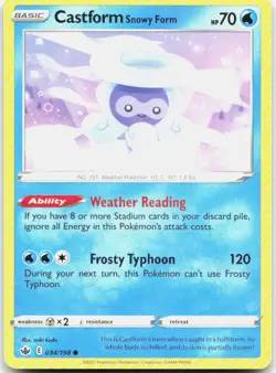 Castform Snowy Form 034/198 Common Chilling Reign Pokemon Near Mint - Image 1