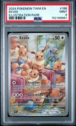 2024 POKEMON EEVEE TWILIGHT MASQUERADE #188 ILLUSTRATION RARE PSA 9 - Image 1