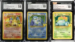 CGC 10 Charizard 4/102 Blastoise 2/102 Venusaur 15/102 Celebrations Pokemon - Image 1