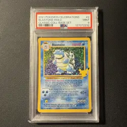 Pokemon TGC Blastoise Celebrations PSA 9 25th Anniversary Holo 2/102 Classic - Image 1