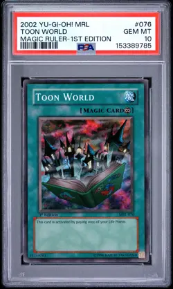 2002 YU-GI-OH! MRL-MAGIC RULER 1ST EDITION #076 TOON WORLD PSA 10 - Image 1