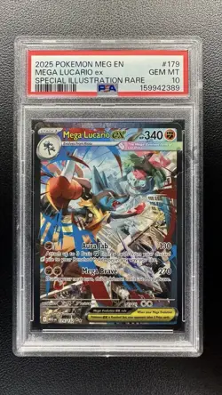 Mega Lucario ex 179/132 Me01: Mega Evolution Holo PSA 10 - Image 1