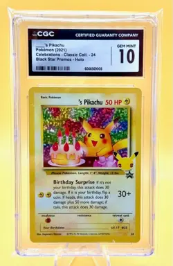 Birthday Pikachu 24/53 Celebrations: Classic Collection Holo PSA CGC 10 - Image 1