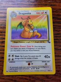 LP Dragonite Rare - 19/62 Unlimited Fossil Pokemon Card - Image 1