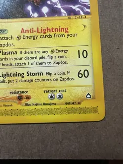 Nintendo Zapdos 44/147 Aquapolis Rare e-Card 80 NM/LP ENG 2002 - Image 5