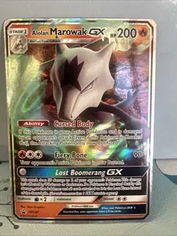 Pokemon TCG Alolan Marowak GX Black Star Promo Rare Holo Card SM187 HP - Image 1