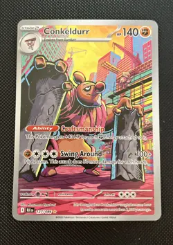 Pokemon TCG Conkeldurr 127/086 Black Bolt Illustration Rare Holo Card NM - Image 1