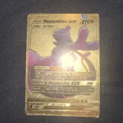 Mewtwo & Mew GX Pokemon Card Black and Gold Foil HP 270 Fan Art Card Mint - Image 1