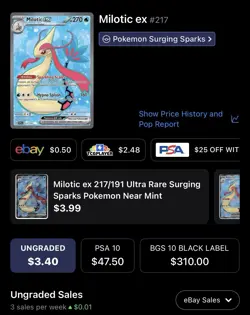 Milotic EX, Pokemon Near Mint, Surging Sparks, Ultra Rare, 217/191 - Image 5