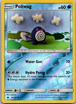Poliwag 30/149 Common SM Base Set Pokemon Reverse Holo Near Mint - Image 1