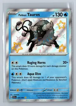 Paldean Tauros 120/091 Shiny Rare Paldean Fates Pokemon Holo Near Mint - Image 1