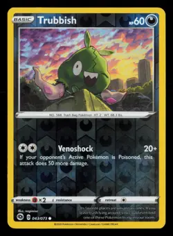 Trubbish 043/073 Common Champion's Path Pokemon Reverse Holo Near Mint - Image 1