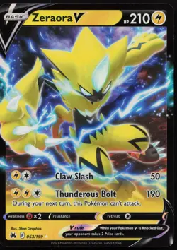 Zeraora V 053/159 Holo V Rare Crown Zenith Pokemon NM - Image 1
