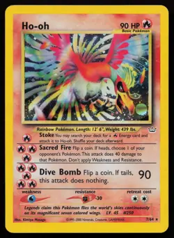 Ho-oh 7/64 Unlimited Holo Rare Neo Revelation Pokemon English LP - Image 1
