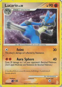 Lucario 3/11 Holo Common DP Trainer Kit: Manaphy & Lucario Pokemon HP - Image 1