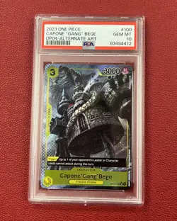 One Piece TCG Capone "Gang" Bege Kingdoms of Intrigue Alt Art OP04-100 PSA 10 - Image 1