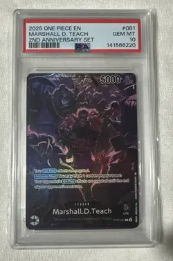 2025 ONE PIECE ENGLISH VERSION 2ND ANNIVERSARY SET #081 MARSHALL D. TEACH PSA 10 - Image 1