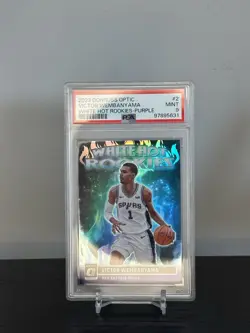 2023-24 Panini Optic-White Hot Rookies Victor Wembanyama #2 Purple Prizm PSA 9 - Image 1
