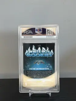 2023-24 Panini Optic-White Hot Rookies Victor Wembanyama #2 Purple Prizm PSA 9 - Image 2