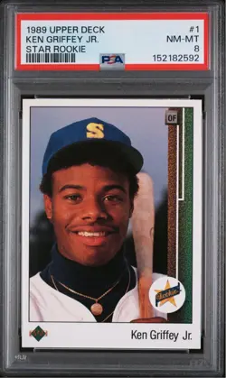 1989 Upper Deck #1 Star Rookie Ken Griffey Jr (RC) PSA 8 (NmMt) - Image 1