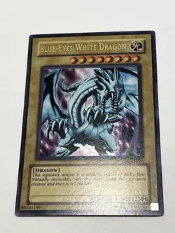 YUGIOH Blue-Eyes White Dragon LOB-001 Original Print Unlimited Lp - Image 1