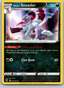 HISUIAN SNEASLER 093/189 ASR ASTRAL RADIANCE POKEMON CARD TCG LP 2022 HOLO - Image 2