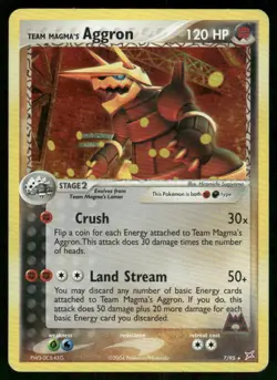 2004 Team Magma's Aggron 7/95 Holo Rare Holo LP Team Magma vs Team Aqua Pokemon - Image 1