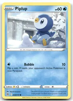 PIPLUP 035/172 COMMON BRILLIANT STARS POKEMON NEAR MINT - Image 1