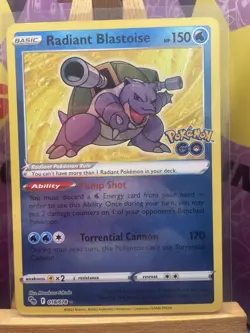 Pokemon TCG Radiant Blastoise Holo Card Pokemon Go 018/078 Baby Shiny - Image 1