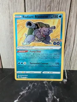 Pokemon TCG Radiant Blastoise Holo Card Pokemon Go 018/078 - Image 1