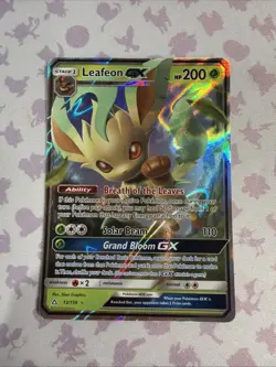 Pokemon TCG Sun Moon Leafeon GX Ultra Prism 13/156 LP - Image 1