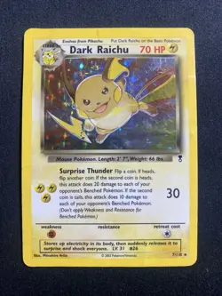 Dark Raichu 7/110 Legendary Collection Holo Rare Pokemon Card Damaged (DMG) - Image 1