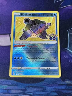 Pokemon TCG Radiant Blastoise Holo Card Pokemon Go 018/078 - Image 1