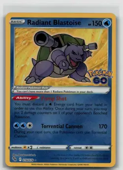 Radiant Blastoise 018/078 Pokemon GO Holo - NM - B - Image 1