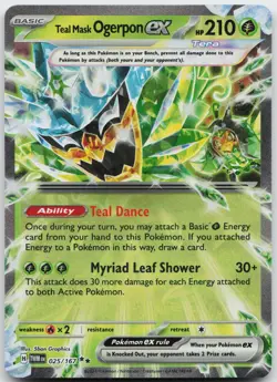 Teal Mask Ogerpon ex 025/167 Double Rare Twilight Masquerade Holo Near Mint - Image 1