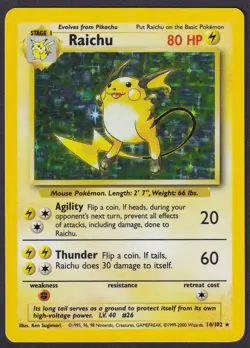 Pokemon Raichu 14/102 Holo 1999-2000 4th Print Base Set - Image 1