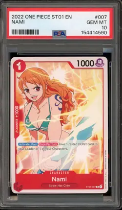 One Piece CCG Nami ST01-007 PRE ERRATA PSA 10 Gem Mint - Image 1