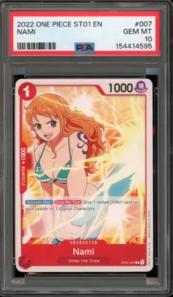 One Piece CCG Nami ST01-007 PRE ERRATA PSA 10 Gem Mint - Image 1