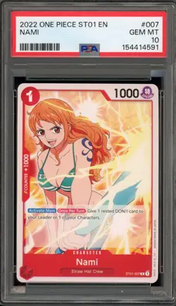 One Piece CCG Nami ST01-007 PRE ERRATA PSA 10 Gem Mint - Image 1