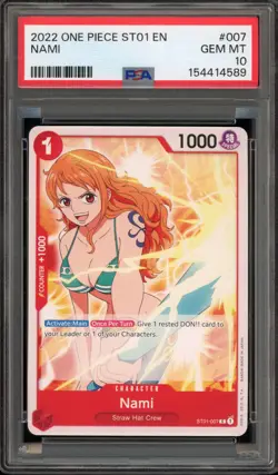 One Piece CCG Nami ST01-007 PRE ERRATA PSA 10 Gem Mint - Image 1
