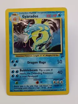 Gyarados 7/130 Base Set 2 Rare Holo Pokemon Card 2000 Vintage WOTC MP - Image 1