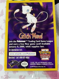 Pikachu Pokemon The First Movie Promo Card Sealed 1999 WB Gold Stamp Catch Mew - Image 2