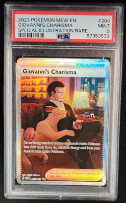 PSA 9 Giovanni's Charisma 204/165 Scarlet & Violet MEW 151 Pokemon Graded Card - Image 1
