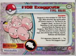 Exeggcute # 102 - 1999 Topps Series 2 Pokemon Card $2 Flat Shipping - Image 2