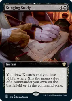 MTG Stinging Study - Extended Art, NM-Mint, English Commander 2021 - Image 1