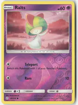 Ralts 80/236 Common Cosmic Eclipse Pokemon Reverse Holo Near Mint - Image 1